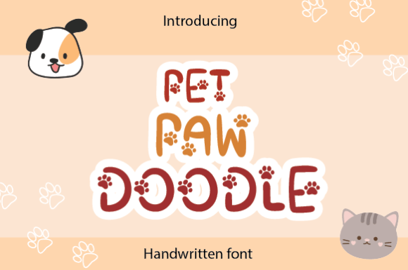 Pet Paw Doodle Font for Creative Campaigns